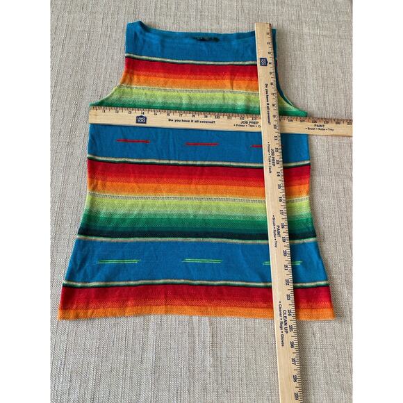 Ralph Lauren Multicolor Striped Tank Top Shirt Cotton Linen Blend M - Picture 2 of 6